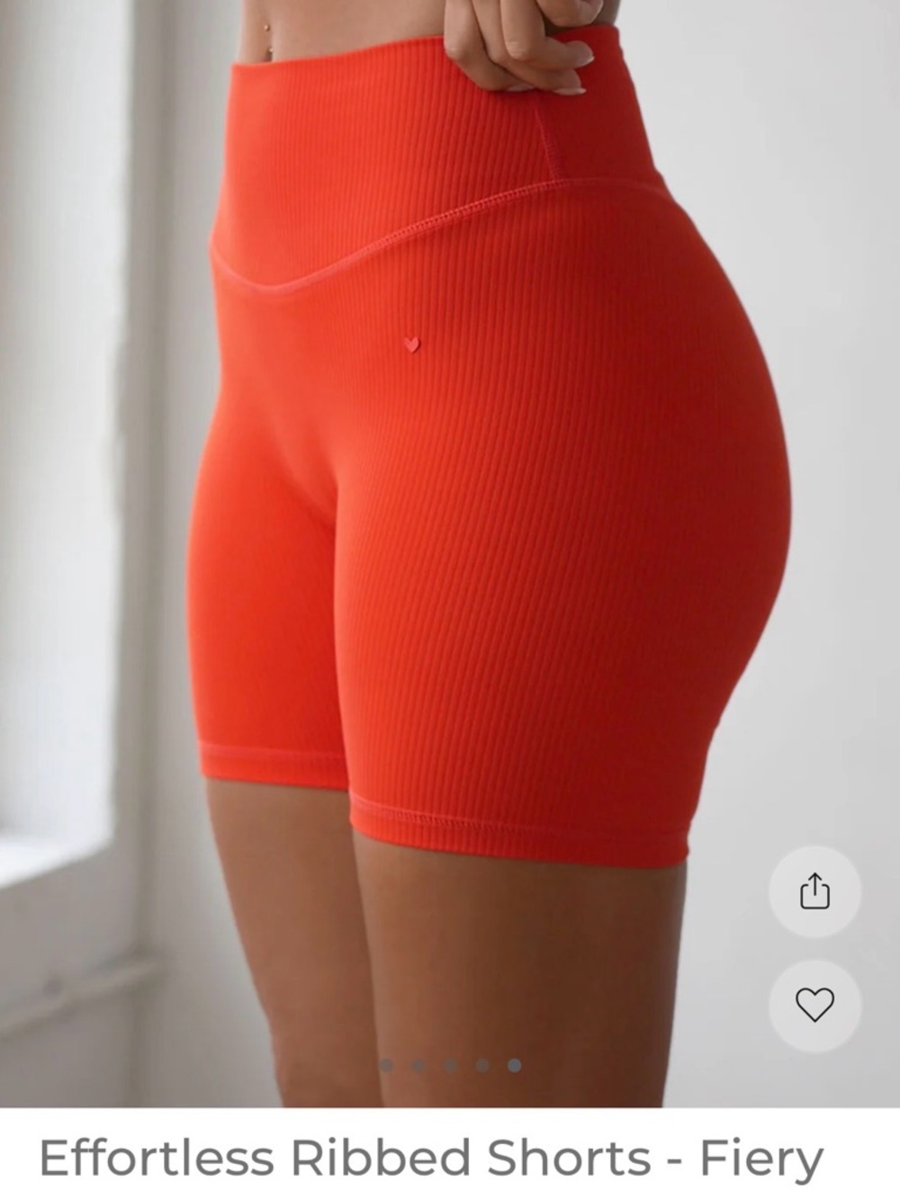 Effortless Ribbed High-Waist Bike Shorts in Fiery Red